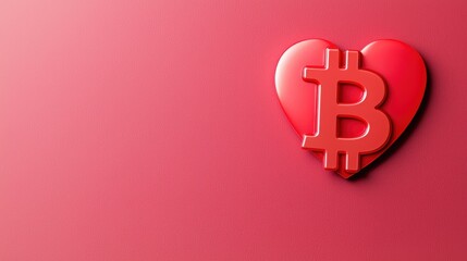 Wall Mural - A red heart with a Bitcoin symbol, representing the intersection of love and cryptocurrency.