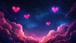© Kanok - A vibrant starry sky filled with glowing heart constellations in bold cartoon shades