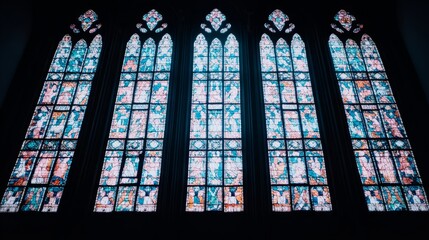 Wall Mural - Gothic Cathedral Stained Glass Window Interior