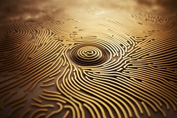 Wall Mural - golden fingerprint represents unique identity, security, biometric authentication, access control, a