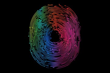 Canvas Print - vibrant rainbow fingerprint pattern forming concentric circles, ideal for security, identity, or tec