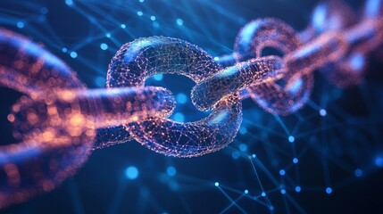 Wall Mural - digital representation of blockchain technology and data connectivity