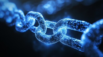 Wall Mural - digital representation of futuristic glowing chain links in blue
