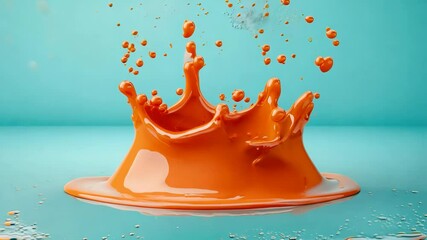 Canvas Print - Vibrant Orange Paint Splash Motion Video