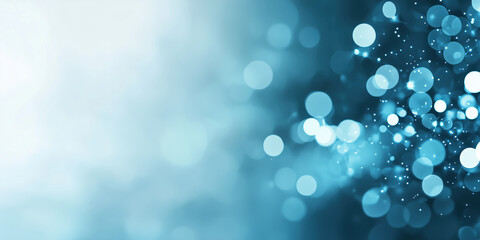 Wall Mural - Blue bokeh lights on gradient background. Abstract holiday design