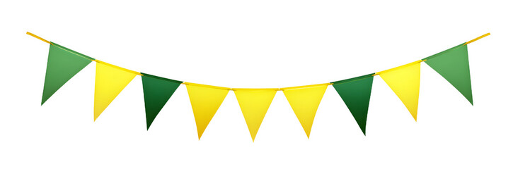Wall Mural - green and yellow bunting banner isolated on transparent background cutout