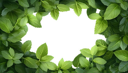 Wall Mural - green leaves frame isolated on transparent background cutout