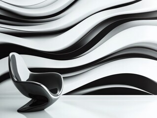 Abstract black and white wallpaper with flowing, wave-like patterns, blending smooth gradients and high-contrast shapes for a modern aesthetic