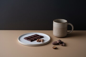 Sticker - Dark Chocolate Bar Cocoa Beans And Mug