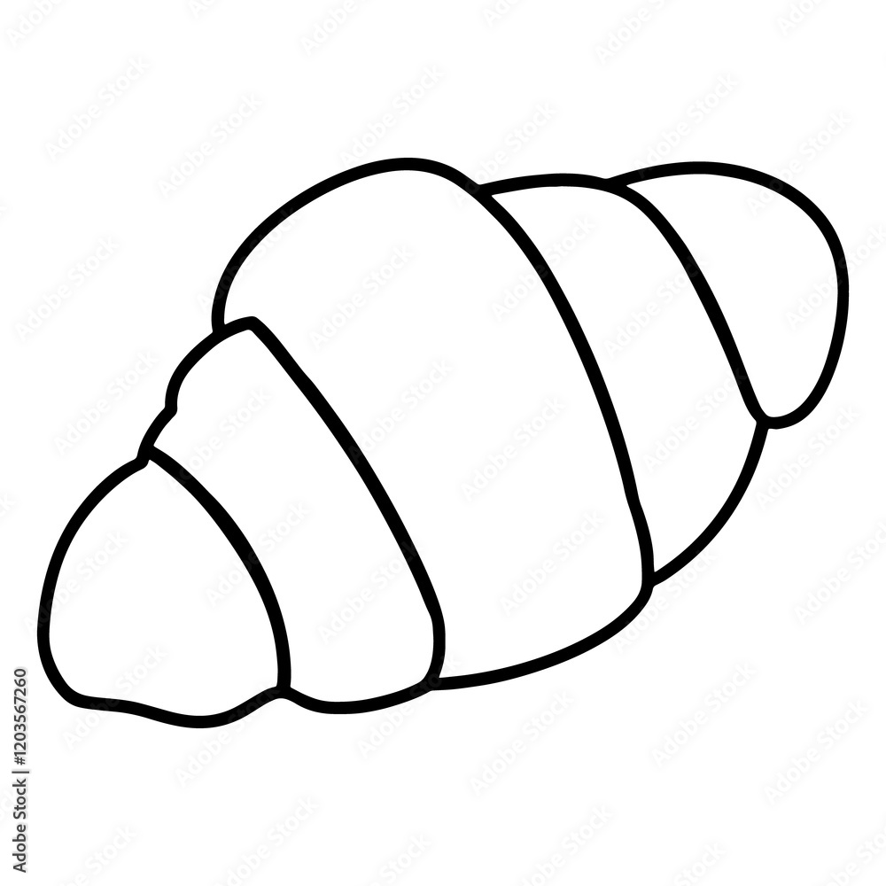 Croissant Outline Vector: Simple Black and White Drawing of a Pastry ...