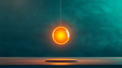 Poster - A serene image of a pendulum swinging in a physics classroom, demonstrating the principles of harmonic motion and energy conservation,