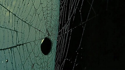 Dew-Kissed Spiderweb, Intricate Nature Macro Photography