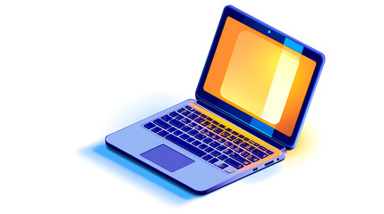 Wall Mural - a laptop computer with a bright orange screen. generated using ai