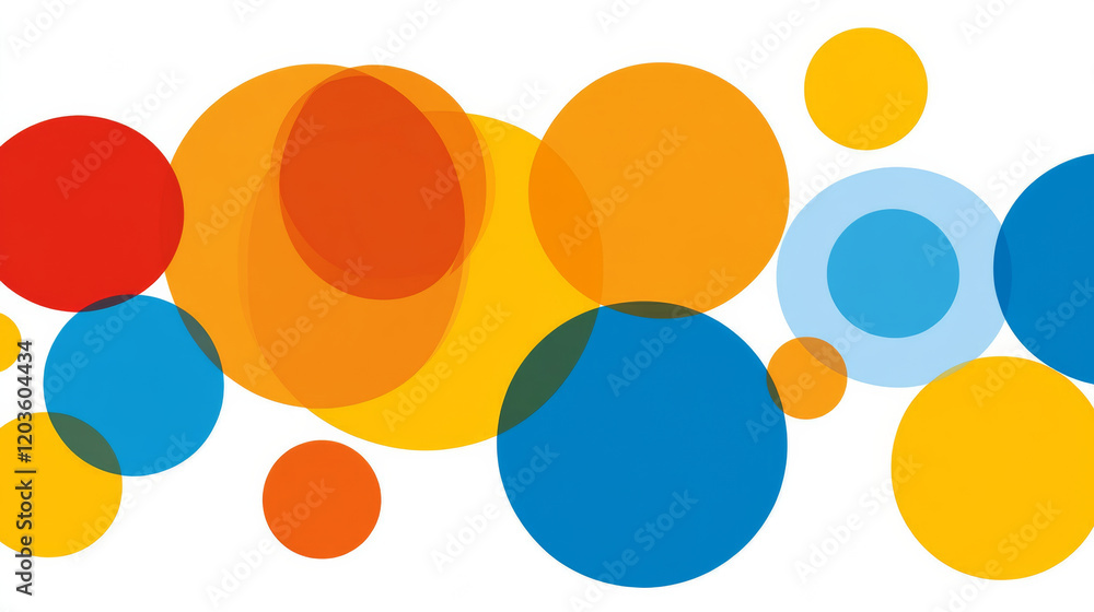 Colorful overlapping circles on white background