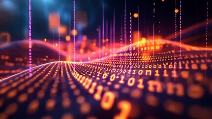 Abstract Digital Wave: Binary Code Landscape