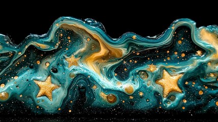 Canvas Print - Abstract cosmic landscape with swirling colors and stars