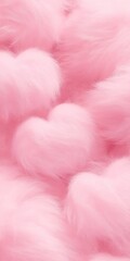 Poster - Abstract pink fluffy heart shapes background.