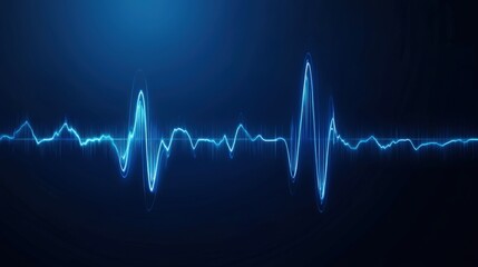 Blue heartbeat pulse line on dark background representing medical and health concepts