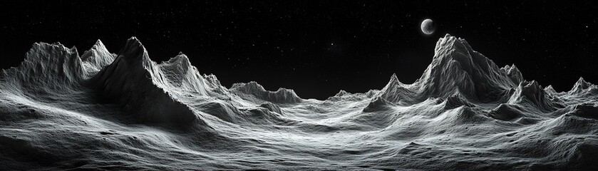 Wall Mural - exploring lunar landscapes moon's surface features outer space digital art dark environment wide vie