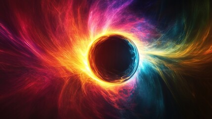 Wall Mural - cosmic energy explosion digital art abstract visualization colorful swirls outer space universe conc