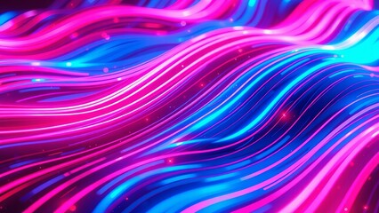 Wall Mural - Abstract red and blue background with technology and neon waves 