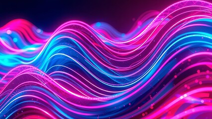 Wall Mural - Abstract red and blue background with technology and neon waves 