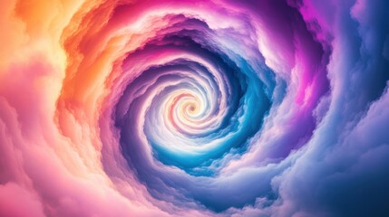Wall Mural - Swirling Colorful Clouds in a Spiral Formation Over Blue Sky
