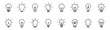 © TMvectorart - Lightbulb icon set. Light bulb linear icon. Idea and creativity symbol. Electric lamp, electricity, light. Editable stroke. Vector illustration.