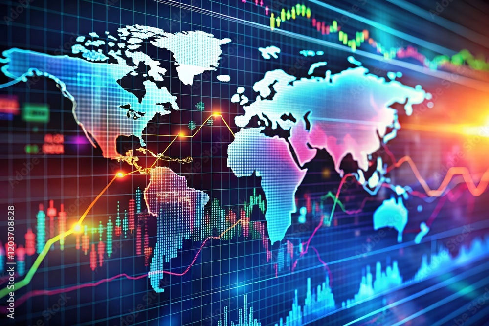 Global Stock Market Data Visualization World Map With Dynamic Chart