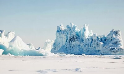Wall Mural - majestic glacial landscape: stunning ice formations against a clear sky in a remote arctic location
