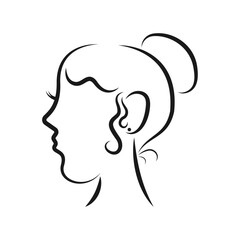 Elegant female head line icon on white background. Icon for beauty salon.