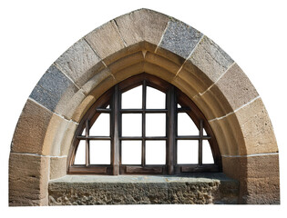 gothic or victorian arched window, white background