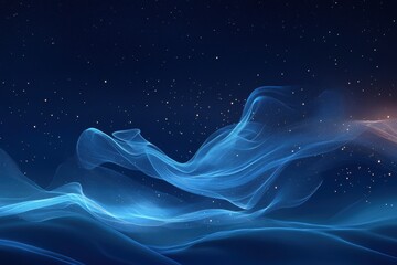 Wall Mural - ethereal blue cosmic cloudscape with starry night sky background.