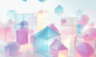 Wall Mural - abstract geometric shapes in soft pastel colors: a dreamy composition for modern art and design proj