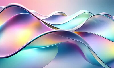 Wall Mural - vibrant abstract waves in soft pastels - fluid motion and colorful reflection for creative projects 