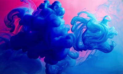 Wall Mural - vibrant abstract ink swirls in blue and pink - creative background with fluid shapes and motion effe