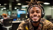 © stopcontrol - A cheerful customer service representative in a call center helping a client with a bright and friendly demeanor, promoting excellent communication