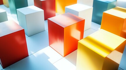 Wall Mural - modular building blocks for prefabricated construction projects arranged in a clean, geometric patte