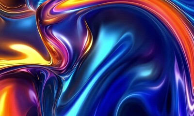 Wall Mural - vibrant abstract waves in blue and orange colors - a colorful fluid background for art and design pr