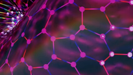Aufkleber - Futuristic Pink and Purple Network Structure with Complex Patterns