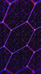 Poster - Futuristic Hexagonal Grid with Purple Neon Glow