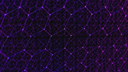 Poster - Futuristic Hexagonal Grid with Purple Neon Glow