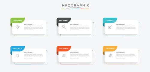 Wall Mural - vector infographic label design template with icons and 4,5,6 options or steps. can be used for proc