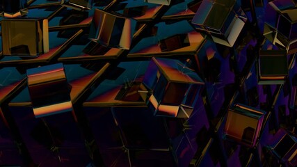 Aufkleber - Abstract 3D Glass Cubes on Gradient Sky Background