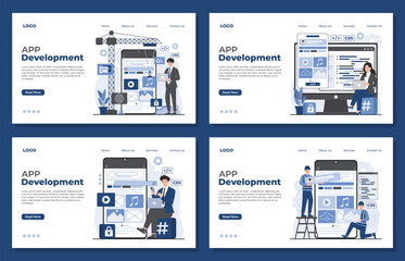 Landing page template for mobile app development concept services, offering innovative
