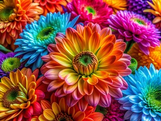 Poster - Macro Photography: Watercolor Flower Bundle, Delicate Petals, Vibrant Hues, Artistic Floral Close-up