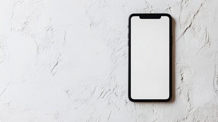 Blank mockup template of a smartphone on a plain white background, with subtle highlights and minimalist textures.