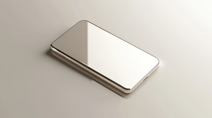 Blank mockup template of a smartphone on a neutral white background, with clean reflections and subtle lighting.
