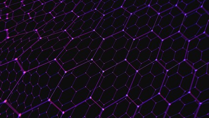 Aufkleber - Futuristic Hexagonal Grid with Purple Neon Glow