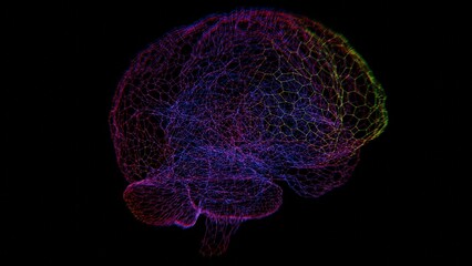 Aufkleber - Abstract Digital Brain Wireframe with Multicolor Gradient